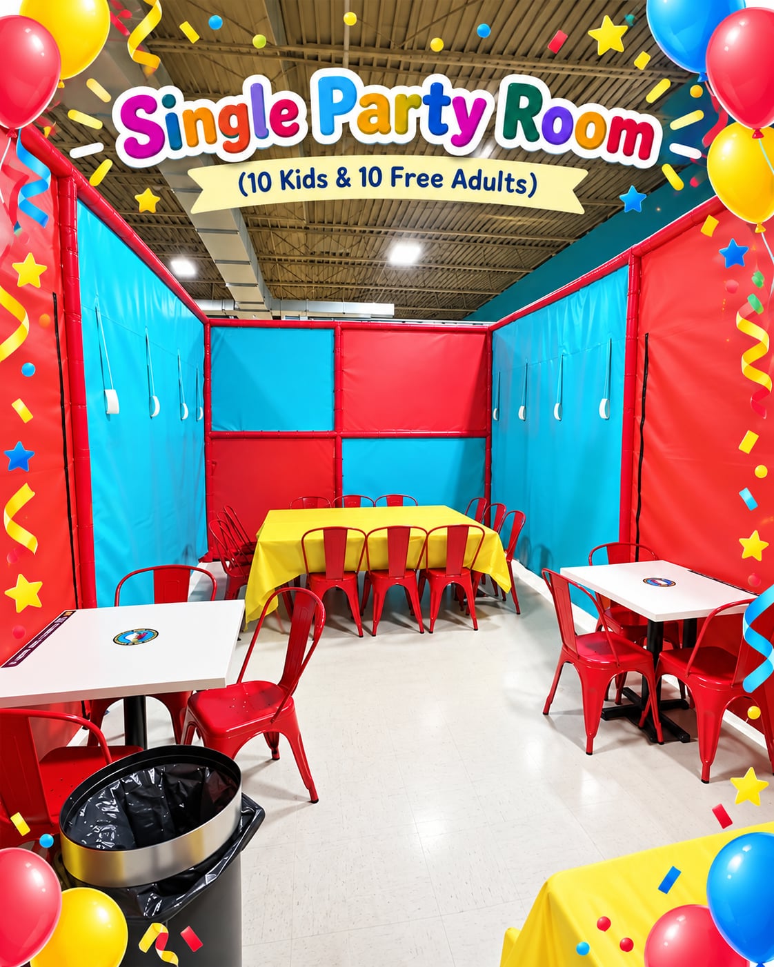 Single party room at Off The Wall Kids London — 10 kids & 10 free adults